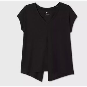 Women’s Cap Sleeve Tie Back T shirt Sz S Black